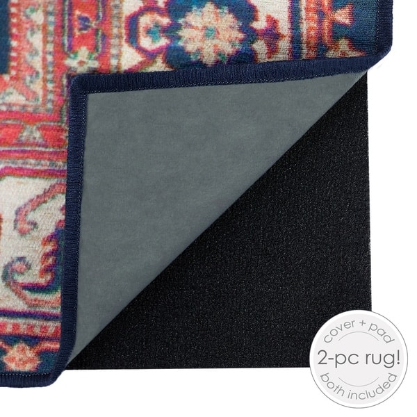Shop Ruggable Washable Stain Resistant Pet Area Rug Noor Sapphire 5 X 7 Overstock 15413124