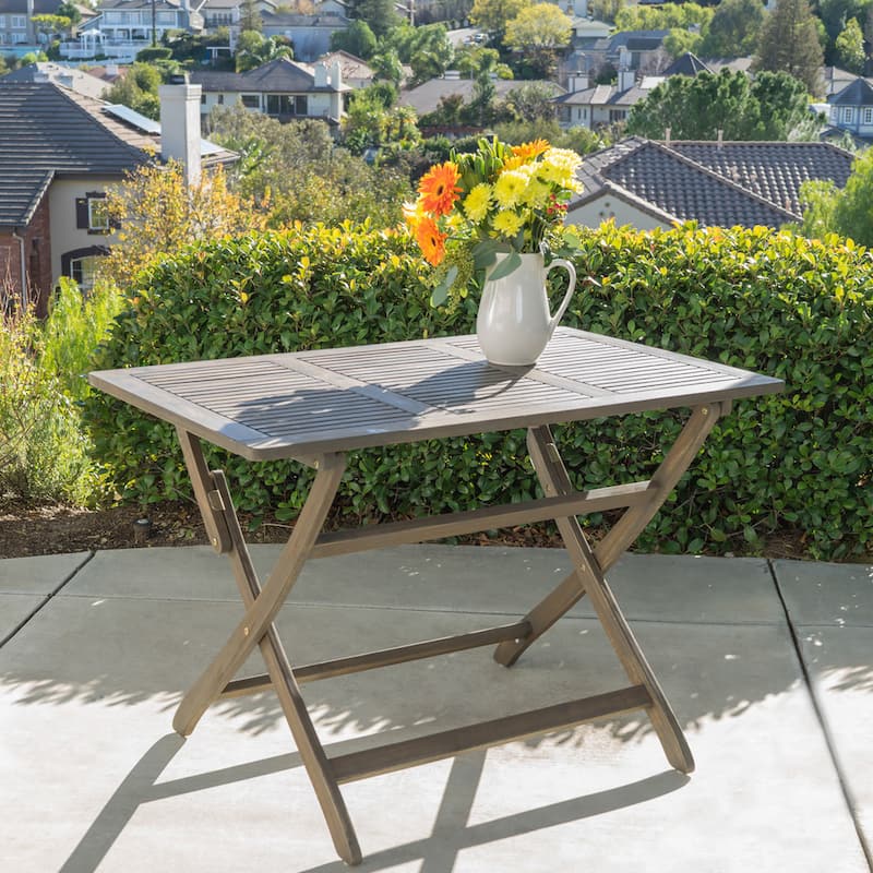 Positano Outdoor Acacia Wood Folding Dining Table by Christopher Knight Home - 43.50"L x 27.50"W x 29.75"H - Grey Finish