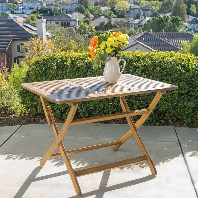 Positano Outdoor Acacia Wood Folding Dining Table by Christopher Knight Home - 43.50"L x 27.50"W x 29.75"H - Natural Stained