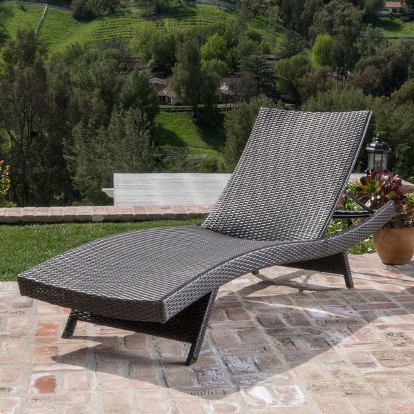 Thira Outdoor Aluminum Wicker 2 Tone Chaise Lounge Chair by Christopher