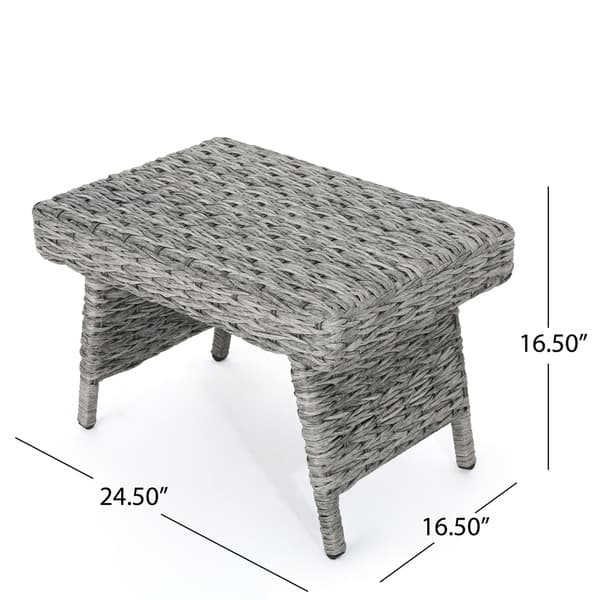 dimension image slide 0 of 2, Thira Outdoor Aluminum Wicker Accent Table by Christopher Knight Home