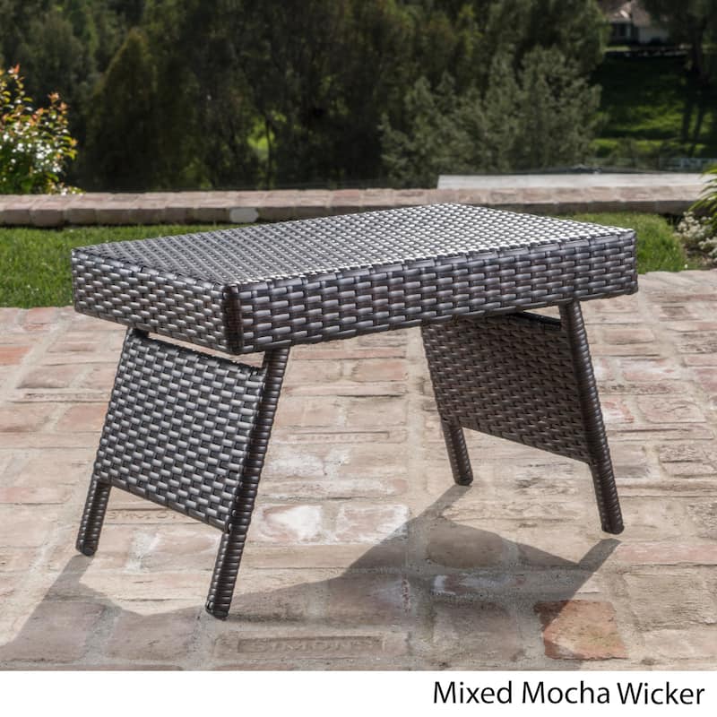 Thira Outdoor Aluminum Wicker Accent Table by Christopher Knight Home - Mix Mocha