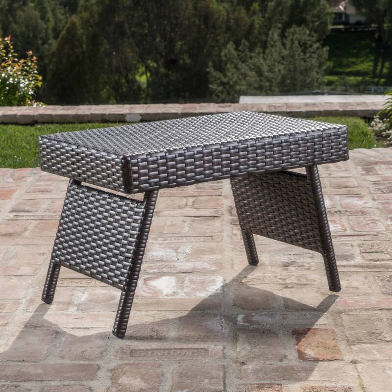 Thira Outdoor Wicker Lounge Set wide Side Table by Christopher Knight Home