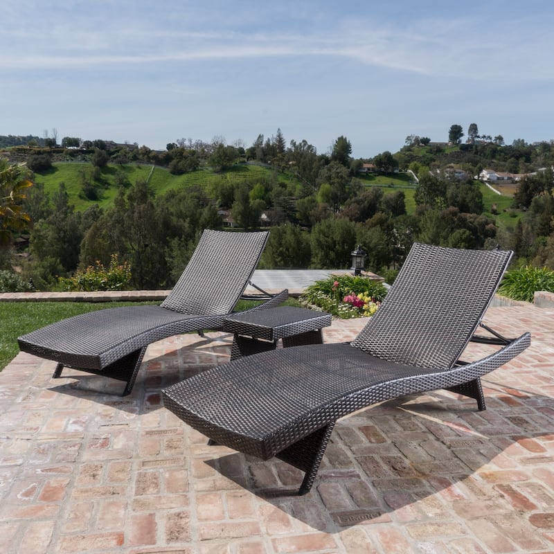 Thira Outdoor Wicker Lounge Set wide Side Table by Christopher Knight Home