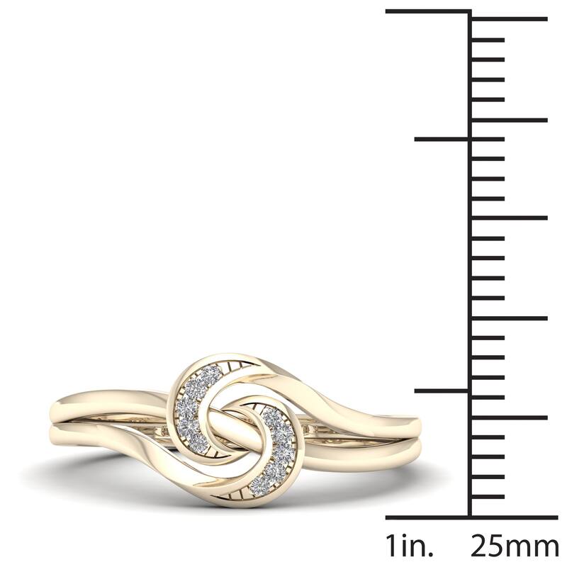 De Couer 1/20ct TDW Diamond Double Split Shank Fashion Ring - Yellow