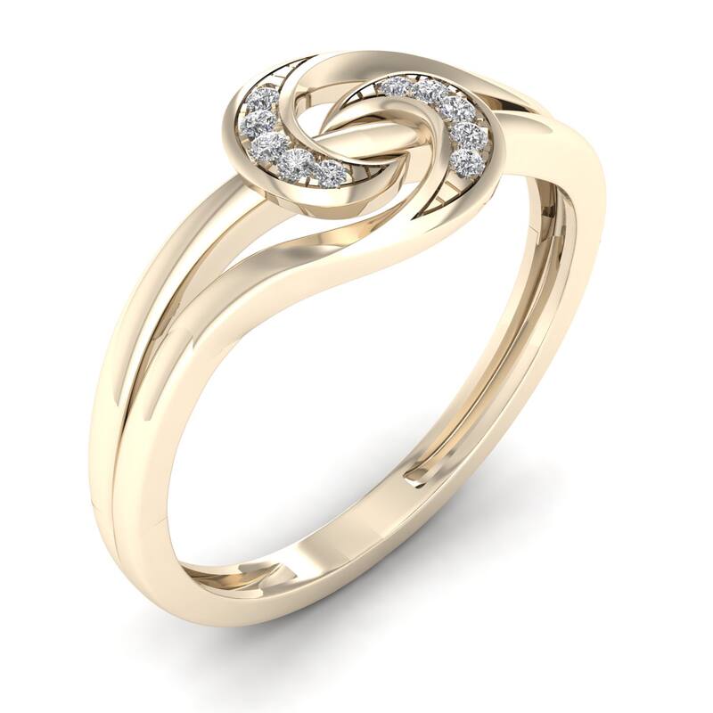 De Couer 1/20ct TDW Diamond Double Split Shank Fashion Ring - Yellow