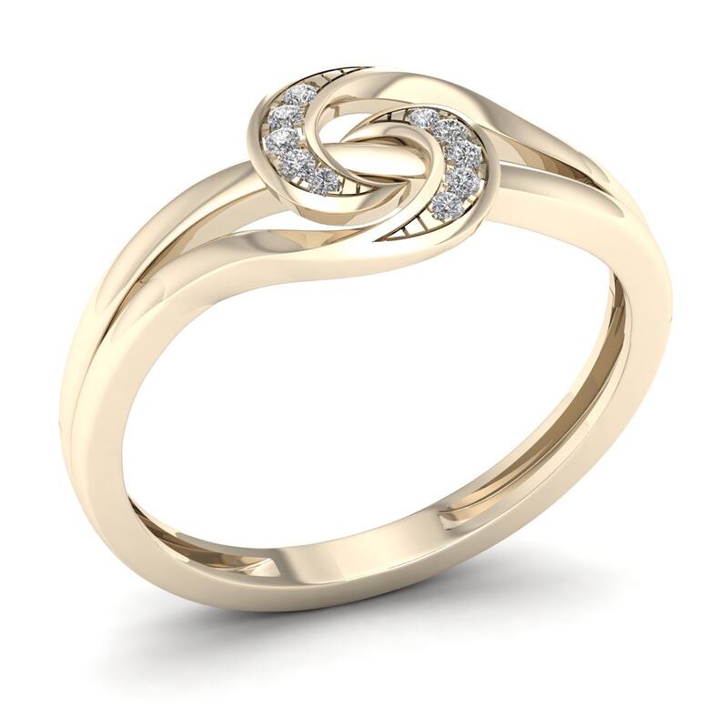 De Couer 1/20ct TDW Diamond Double Split Shank Fashion Ring - Yellow