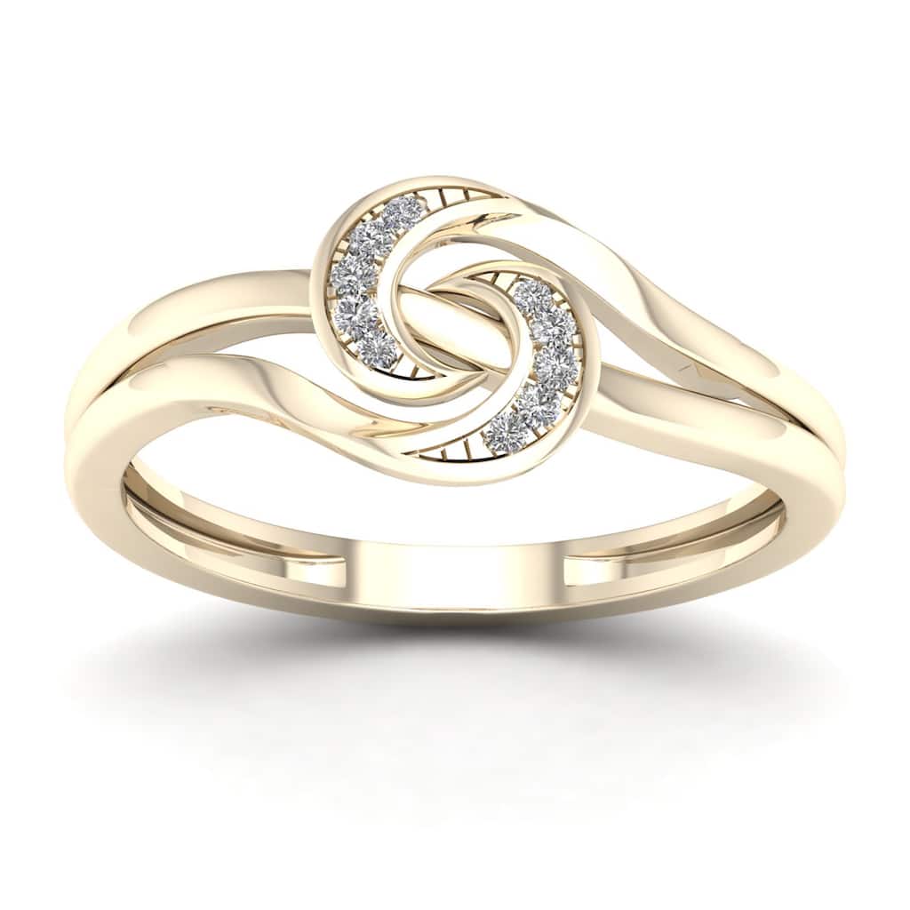 De Couer 1/20ct TDW Diamond Double Split Shank Fashion Ring - Yellow