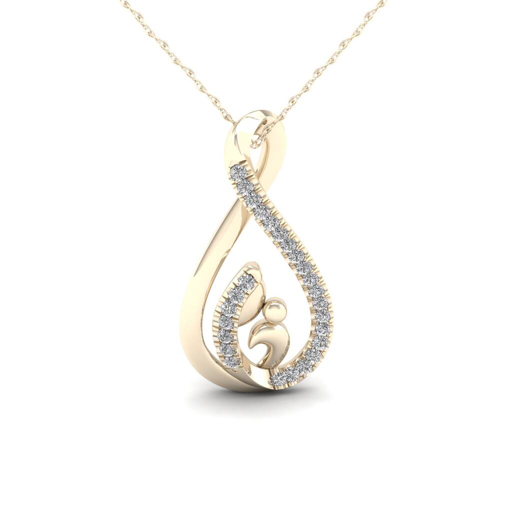 De Couer 1/20ct TDW Diamond Motherly Love Necklace - Yellow