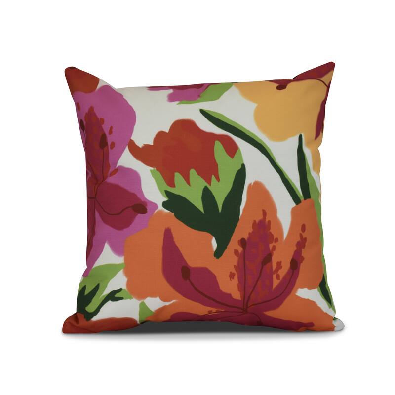 Tropical Floral, Floral Print Outdoor Pillow