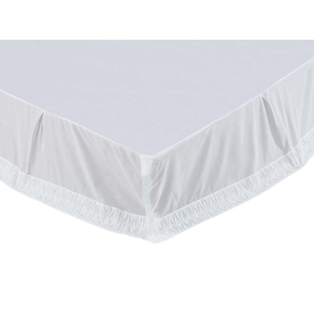 VHC Farmhouse Bed Skirt King Dust Ruffle Cotton Blue Split Corners Tailored 