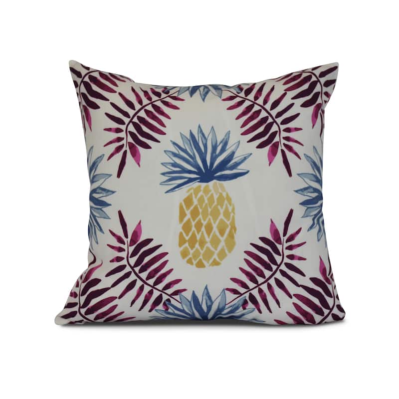 Pineapple and Spike, Geometric Print Pillow - 16" x 16" - Purple