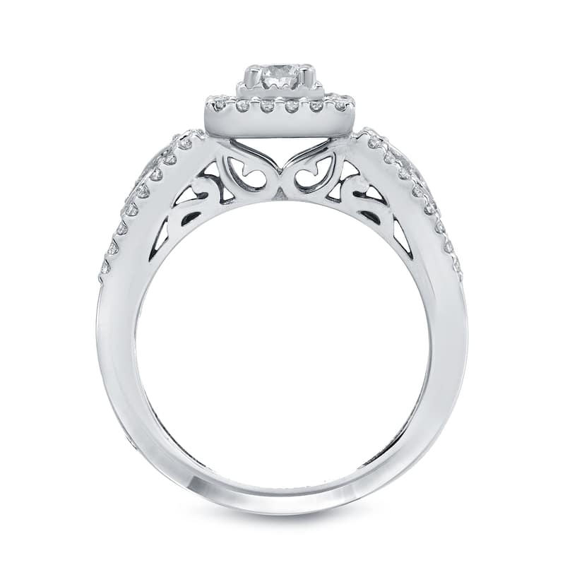 14k Gold 4/6ct TDW Round Diamond Halo Engagement Ring Set by Auriya