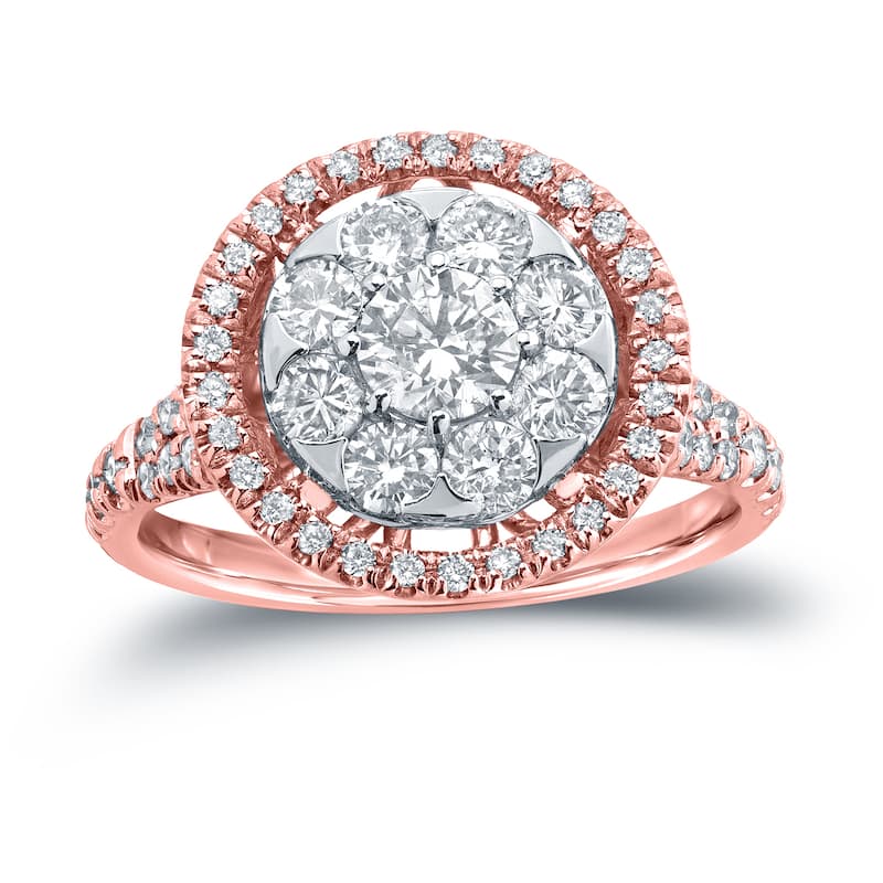 Auriya Unique 1 2/5ct TDW Round Diamond Halo Engagement Ring 14k Gold (H-I, I1-I2)