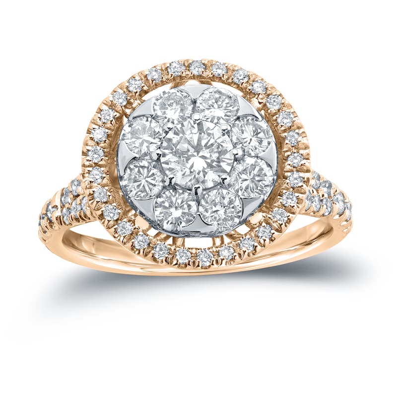 Auriya Unique 1 2/5ct TDW Round Diamond Halo Engagement Ring 14k Gold (H-I, I1-I2)