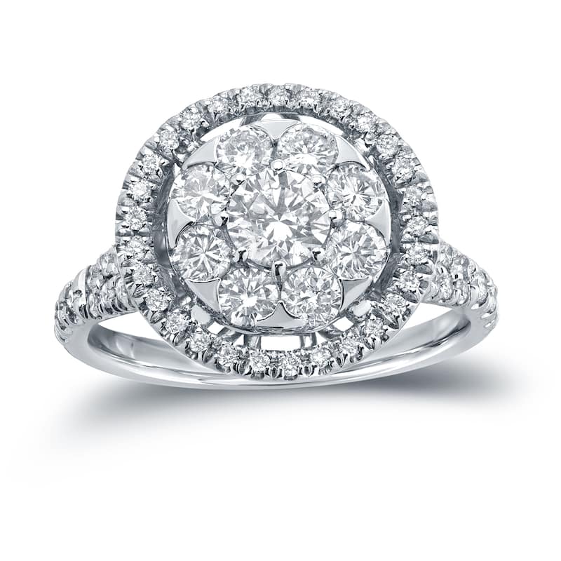 Auriya Unique 1 2/5ct TDW Round Diamond Halo Engagement Ring 14k Gold (H-I, I1-I2)