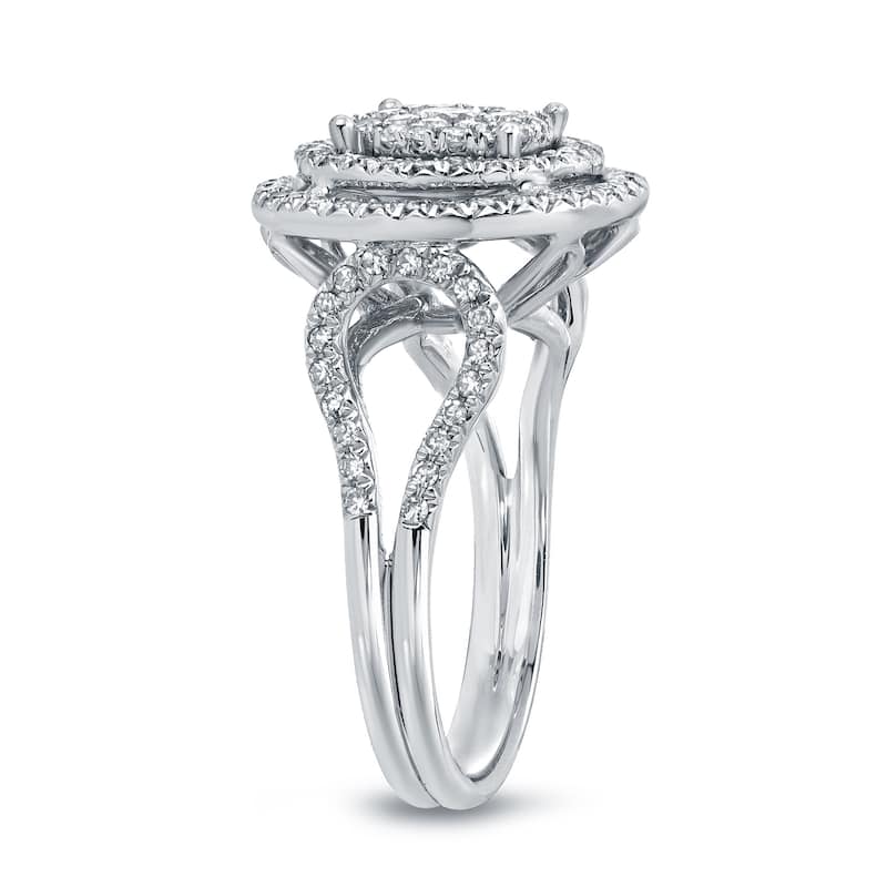 Auriya Unique Split-Shank 4/5ct TDW Diamond Halo Engagement Ring 14k Gold (H-I, I1-I2)