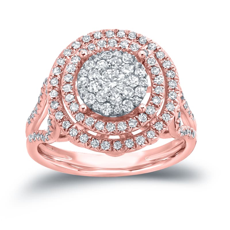Auriya Unique Split-Shank 4/5ct TDW Diamond Halo Engagement Ring 14k Gold (H-I, I1-I2)