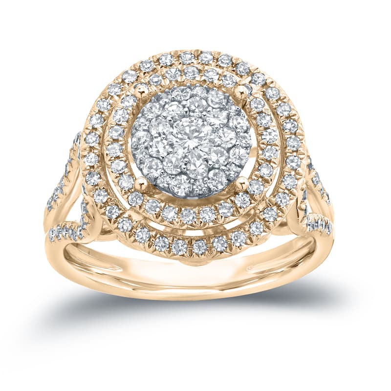 Auriya Unique Split-Shank 4/5ct TDW Diamond Halo Engagement Ring 14k Gold (H-I, I1-I2)