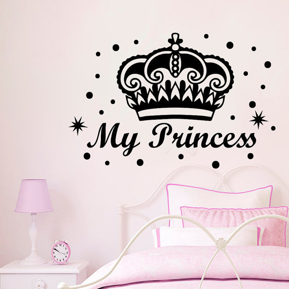 My Princess Quote Crown Vinyl Sticker Fairy Tale Magic Stars Murals Art Nursery Room Sticker Decal Size 44x60 Color Black Frst On Sale Overstock 15435335