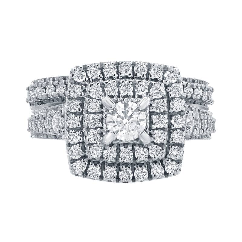 14k Gold 1 3/5ct TDW Diamond Halo Engagement Ring Set by Auriya