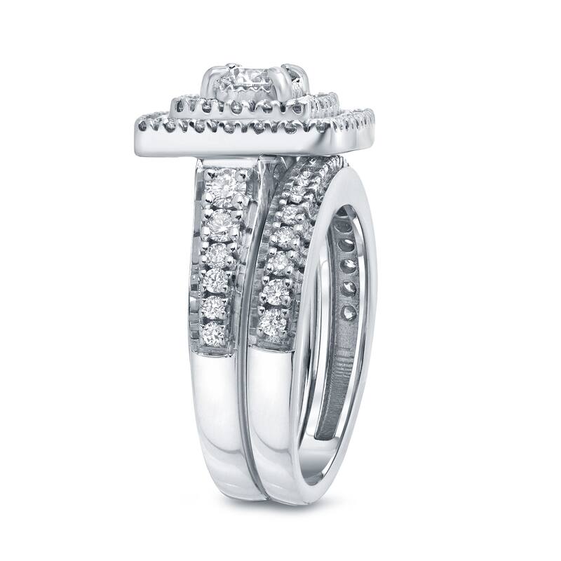 14k Gold 1 3/5ct TDW Diamond Halo Engagement Ring Set by Auriya