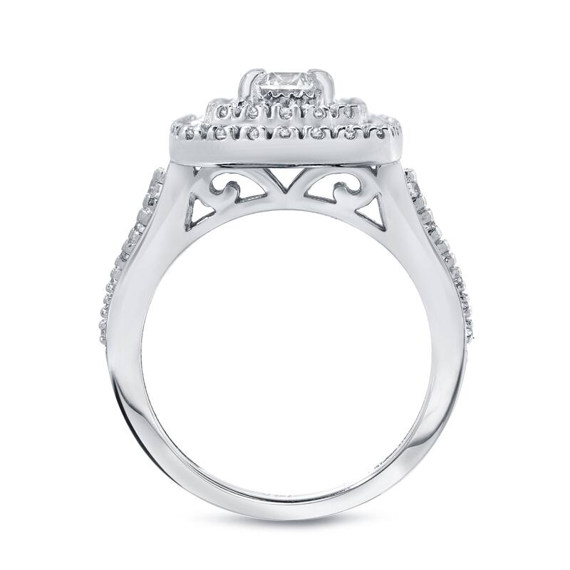 14k Gold 1 3/5ct TDW Diamond Halo Engagement Ring Set by Auriya