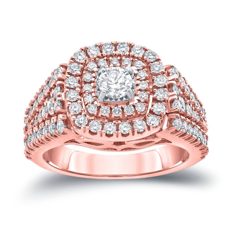 Auriya 1 1/4ct TDW Round Diamond Halo Engagement Ring 14k Gold