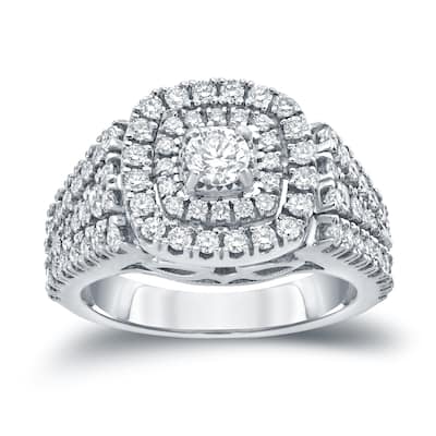 Auriya 1 1/4ct TDW Round Diamond Halo Engagement Ring 14k Gold