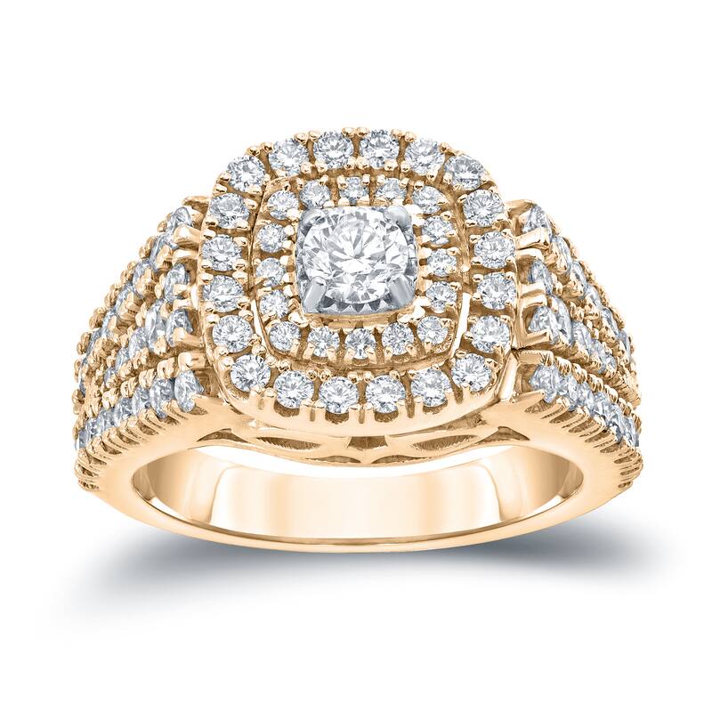 Auriya 1 1/4ct TDW Round Diamond Halo Engagement Ring 14k Gold