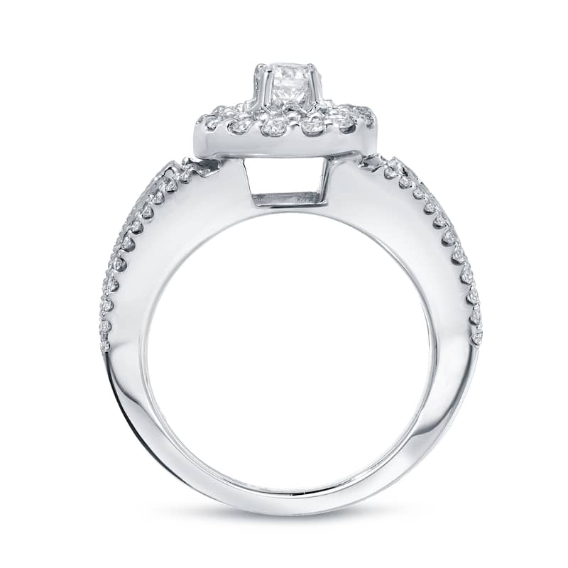 14k Gold 3/5ct TDW Round Diamond Halo Engagement Ring Set by Auriya
