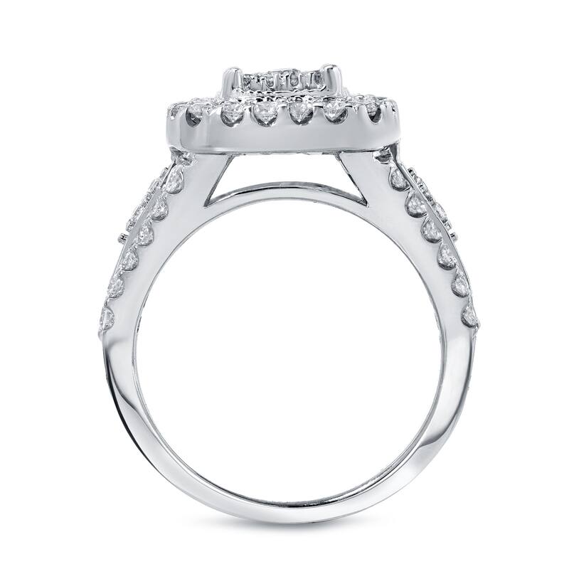 14k Gold 1 1/2ct TDW Vintage Inspired Diamond Halo Engagement Ring Set by Auriya