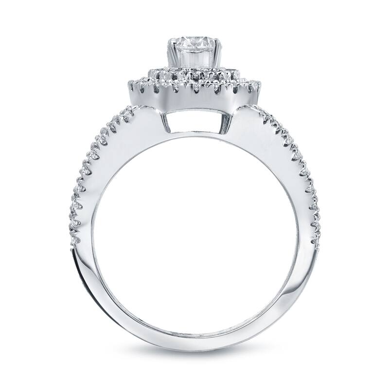 14k Gold 1 1/5ct TDW Diamond Halo Engagement Ring Set by Auriya