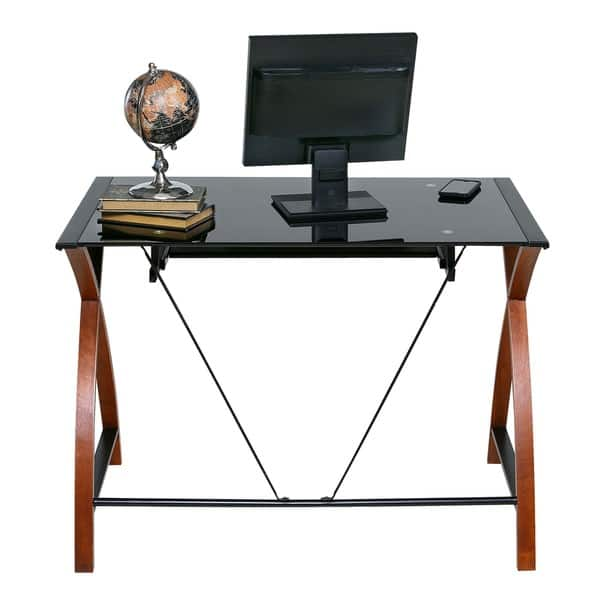 Shop Onespace 50 Jn15k05 Glass And Wood Computer Desk With Pullout