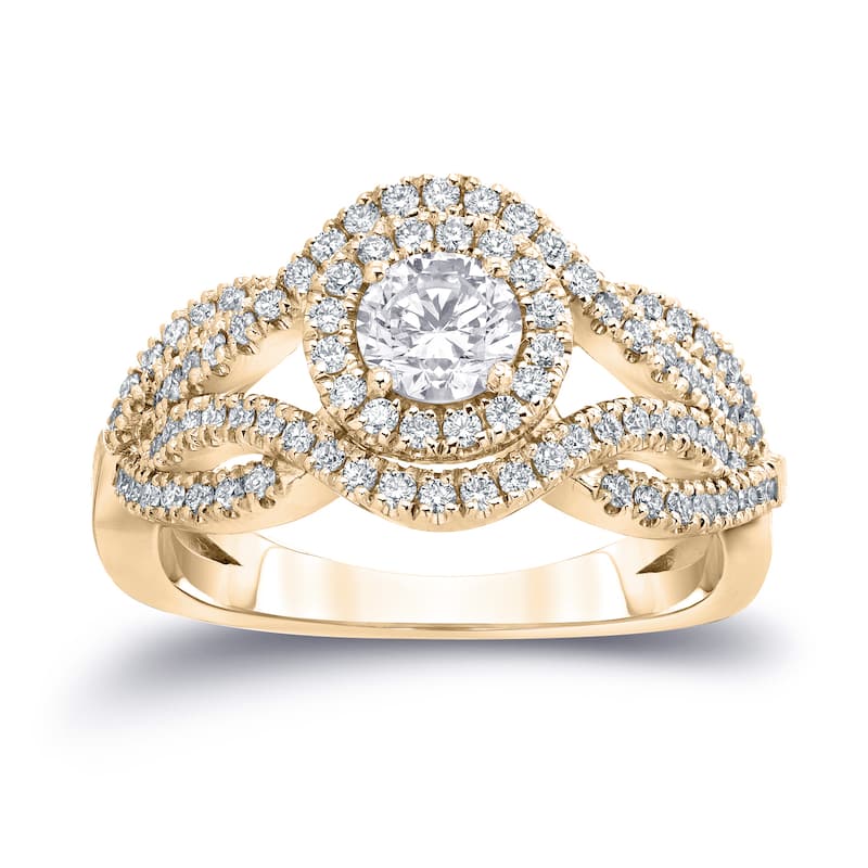 Auriya Infinity 1ct TDW Round Diamond Halo Engagement Ring 14k Gold (H-I, I1-I2)