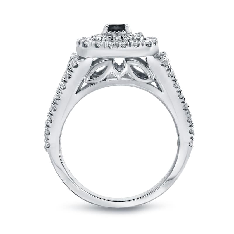 Auriya 1 1/4ct TDW Round Black Diamond Halo Engagement Ring 14k Gold (H-I, I1-I2)
