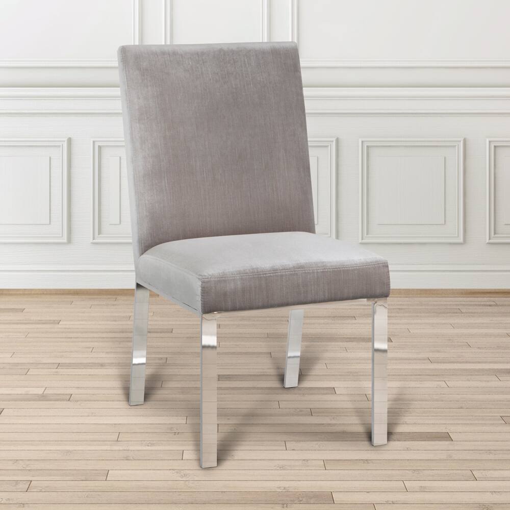 Modern Gray Upholstered Metal Dining Room Chair