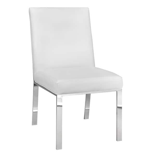 Modern Faux White Leather Upholstered Metal Dining Room Chair Set Bed