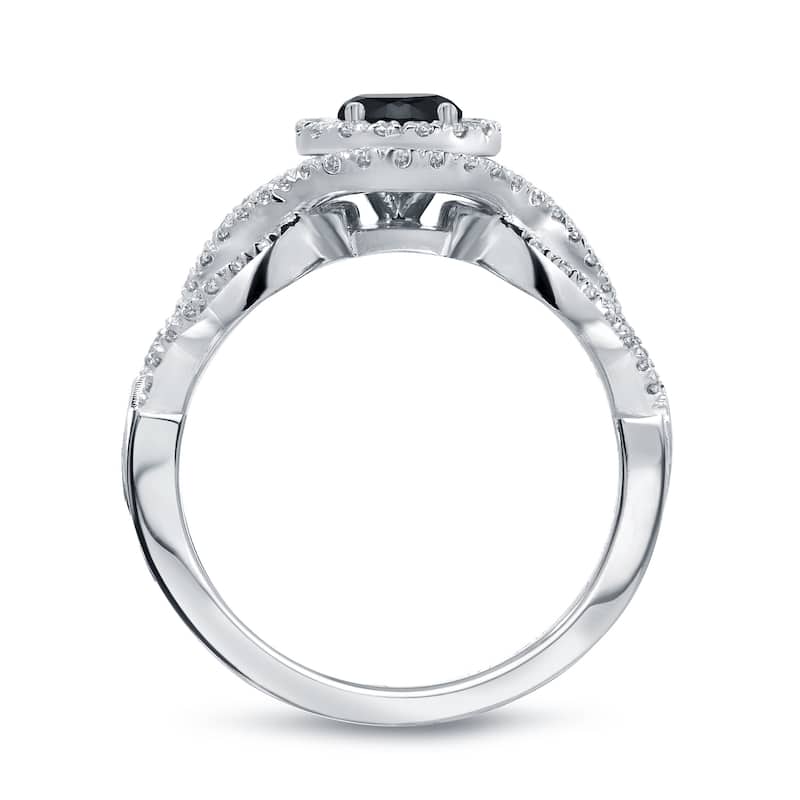 Auriya Infinity 1ct TDW Round Black Diamond Halo Engagement Ring 14k Gold (H-I, I1-I2)