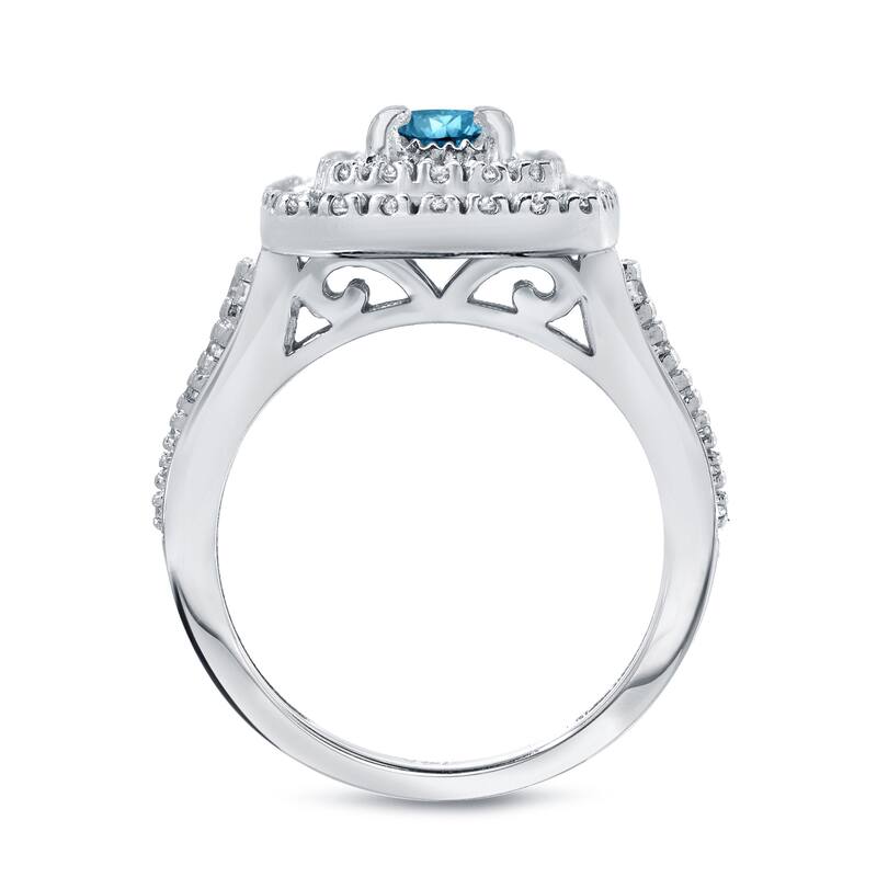 Auriya 1 3/5ctw Blue Halo Diamond Engagement Ring Set 14k Gold