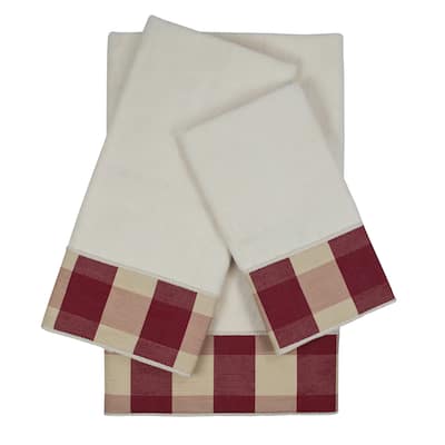 Sherry Kline Holbrook Checkered Cord Red Decorative Embellished Towel Set