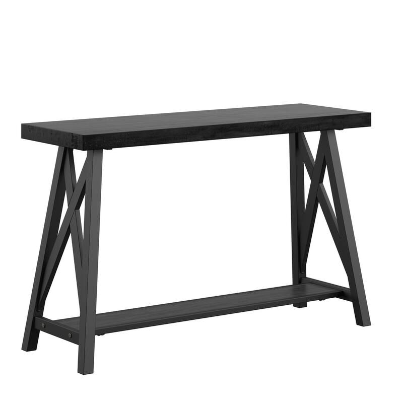 Bryson Rustic X-Base Sofa Entryway Table by iNSPIRE Q Classic - Black