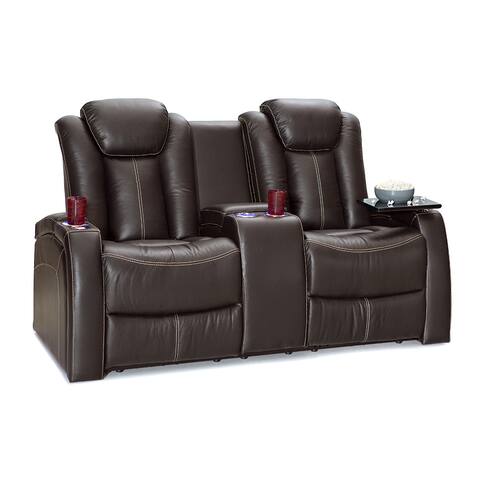 Seatcraft Republic Leather Home Theater Seating Power Recline Loveseat