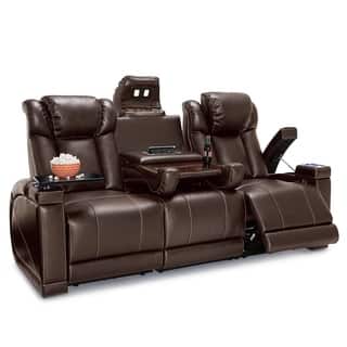Recline Sofas Couches Online At Our Best Seatcraft Sigma Leather Gel Home Theater Seating Recline Sofa With Fold Down Table And