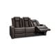 preview thumbnail 6 of 7, Seatcraft Omega Leather Gel Home Theater Seating Power Recline Sofa with Fold-Down Table and Cup Holders, Brown