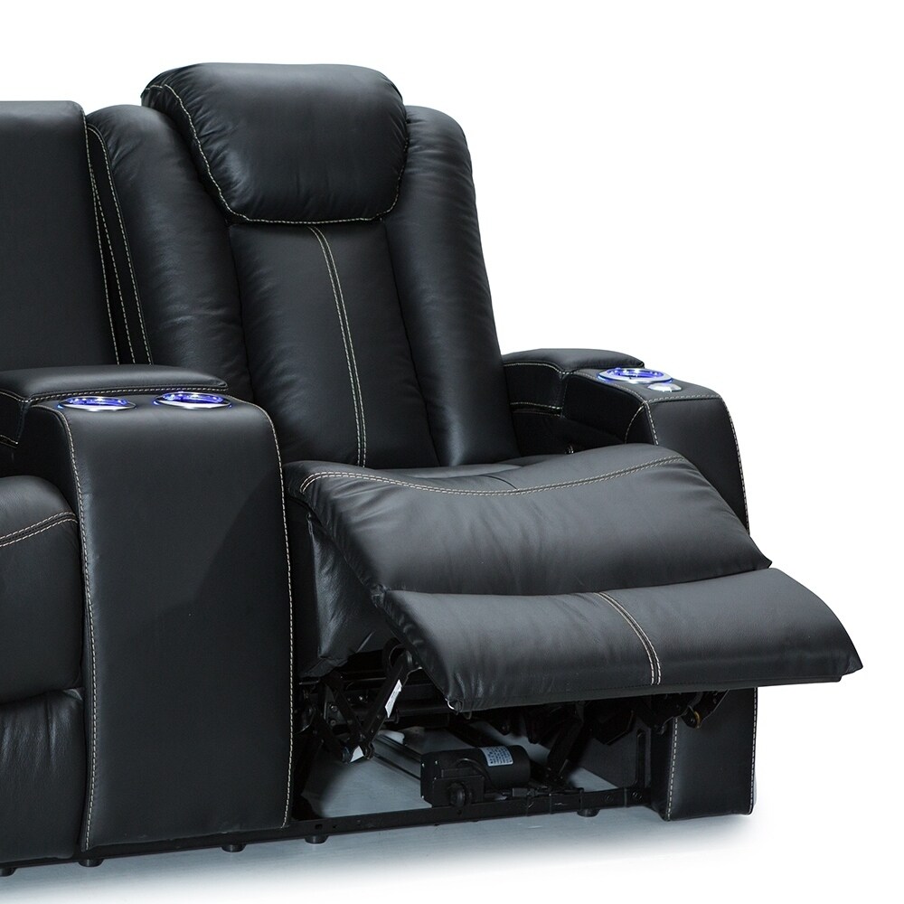 Seatcraft Omega Leather Gel Home Theater Power Recline Loveseat