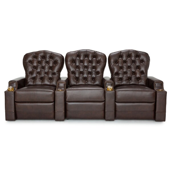 Seatcraft Imperial Leather Home Theater Seating Recline Seatcraft Imperial Leather Home Theater Seating Recline With Tufted Backrests And Cupholders Brown Row Of
