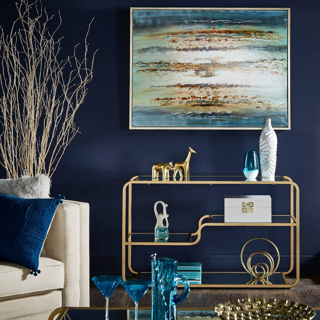 Giana Champagne Gold Mirrored Shelves Sofa Entryway Table by iNSPIRE Q Bold