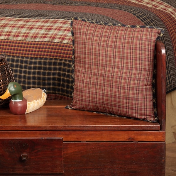 Red Rustic Bedding VHC Beckham 16x16 Pillow Cotton Plaid (Pillow Cover, Pillow Insert)