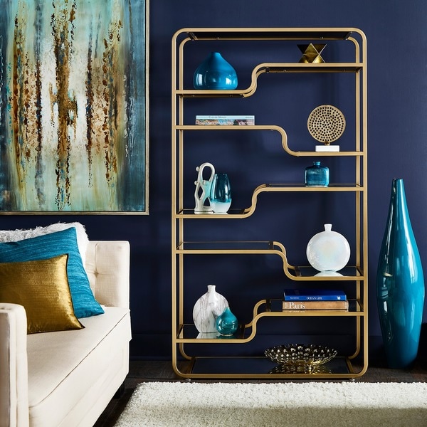 Giana Champagne Gold Mirrored Shelves Bookcase by iNSPIRE Q Bold